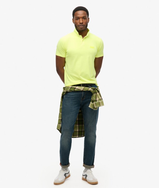 Superdry Polo De Punto Fluorescente Con Logotipo Essential