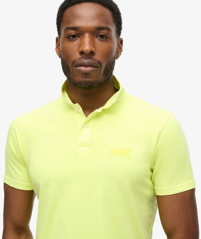 Superdry Polo De Punto Fluorescente Con Logotipo Essential