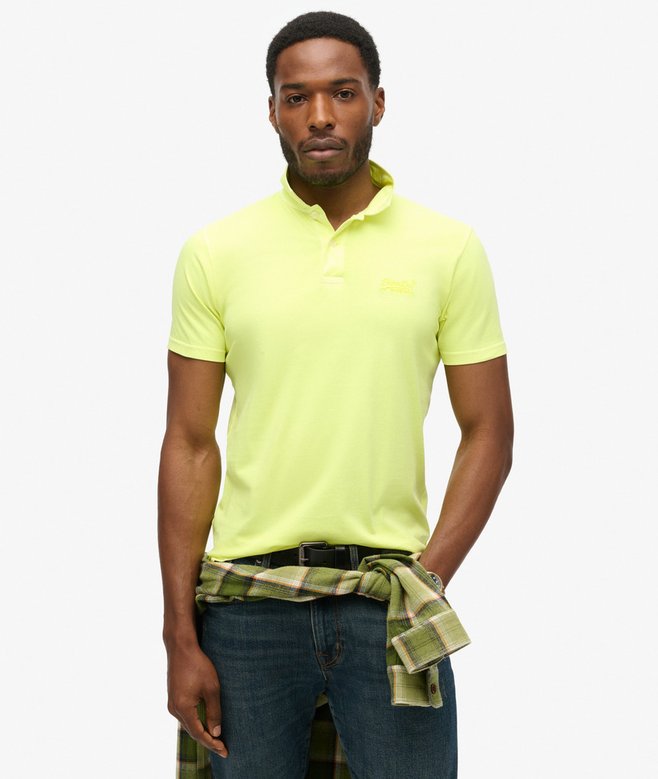 superdry Polo de punto fluorescente con logotipo Essential