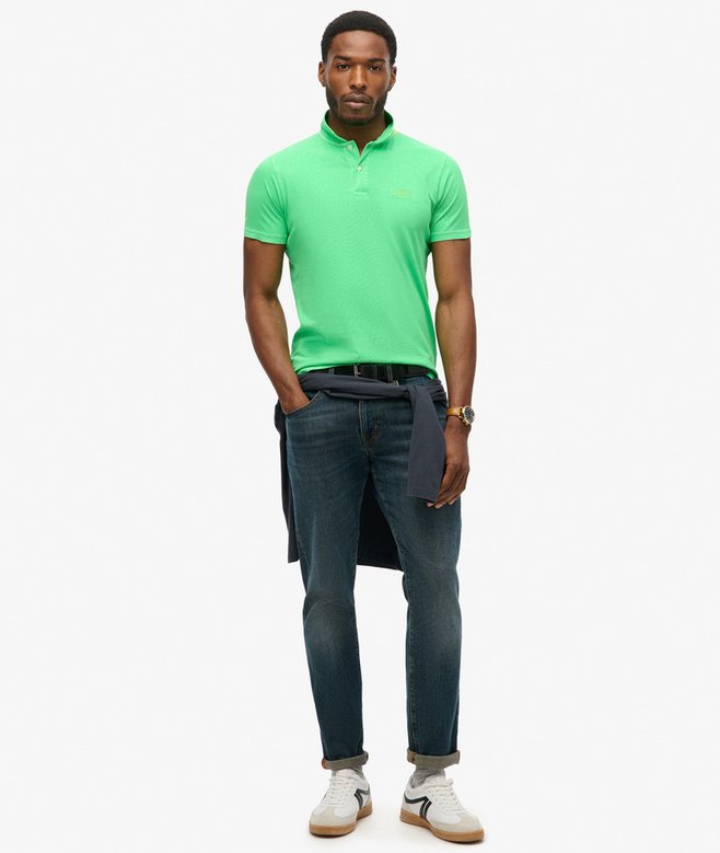 Superdry Polo De Punto Fluorescente Con Logotipo Essential