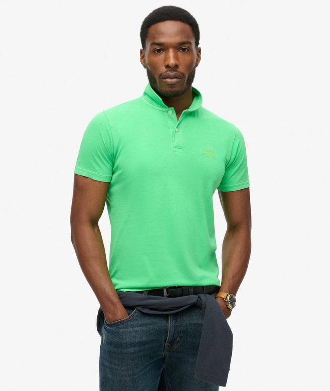 superdry Polo de punto fluorescente con logotipo Essential