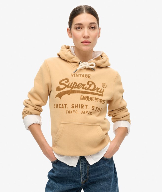 superdry Sudadera clásica con capucha y gráfico de velvetón