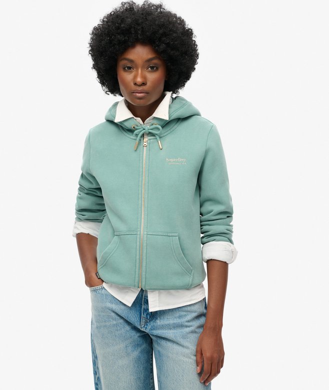 superdry Sudadera con capucha cremallera y logo Essential