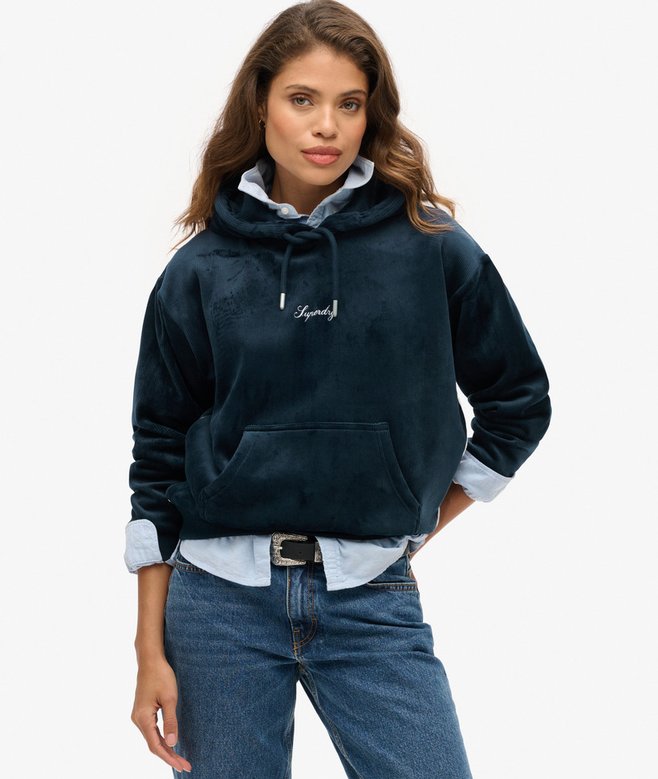 superdry Sudadera con capucha de velvetón de corte holgado Country Club