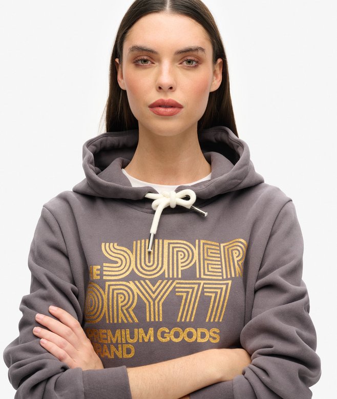 Superdry Sudadera Con Capucha Purpurina Y Logotipo Retro