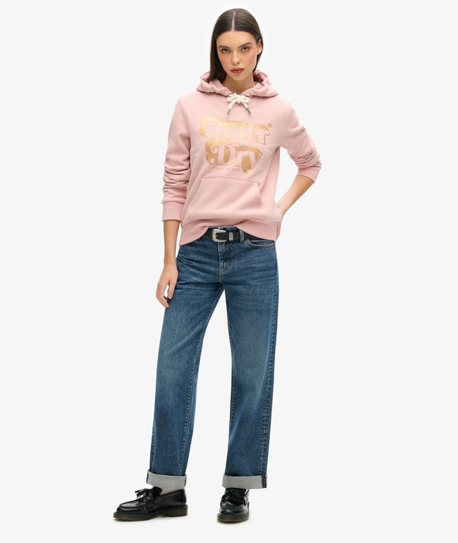 Superdry Sudadera Con Capucha Purpurina Y Logotipo Retro