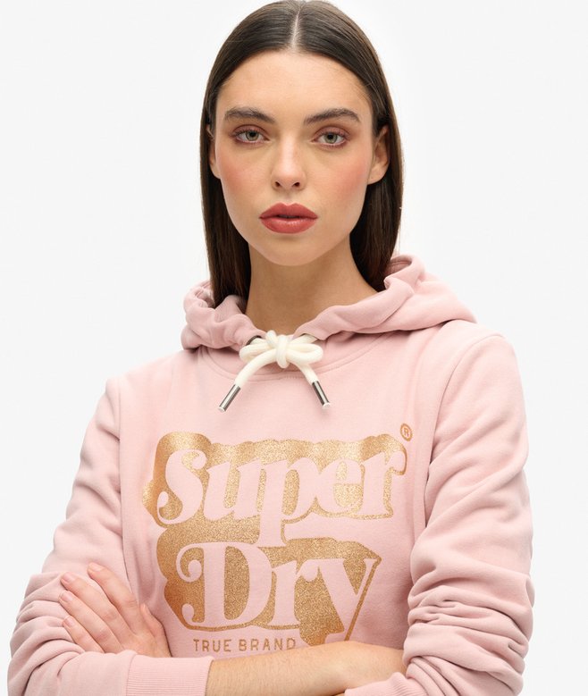 Superdry Sudadera Con Capucha Purpurina Y Logotipo Retro