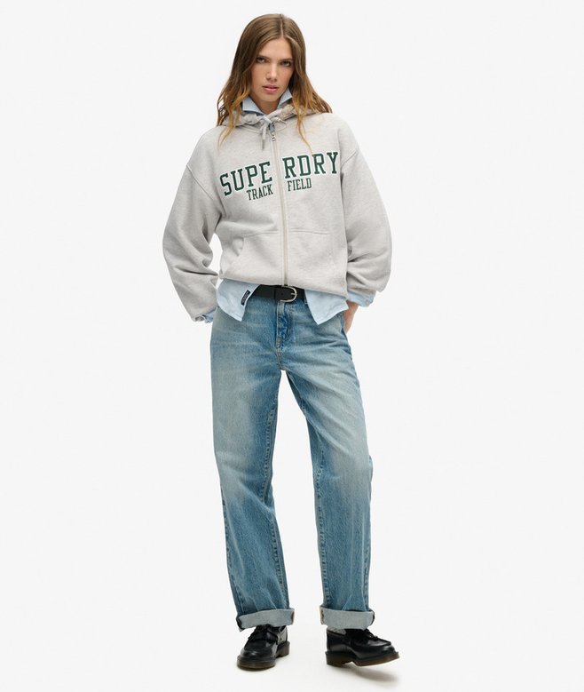 Superdry Sudadera Con Capucha Y Cremallera De Corte Boyfriend College