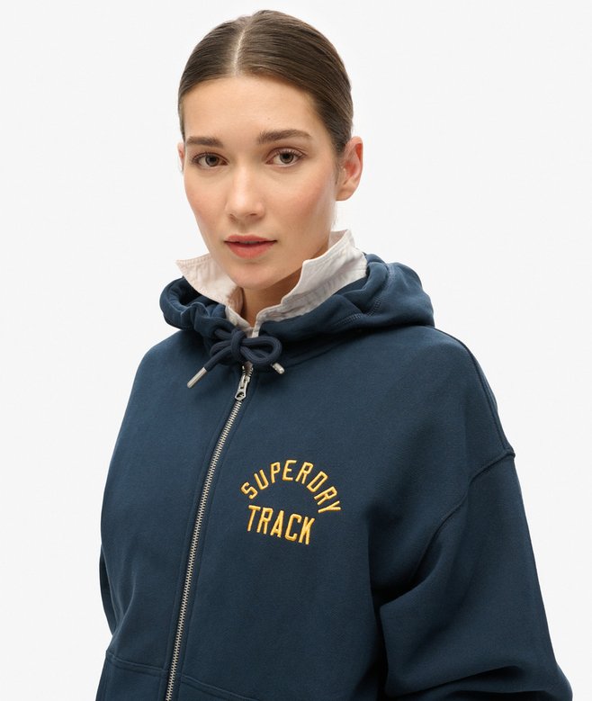 Superdry Sudadera Con Capucha Y Cremallera De Corte Boyfriend College