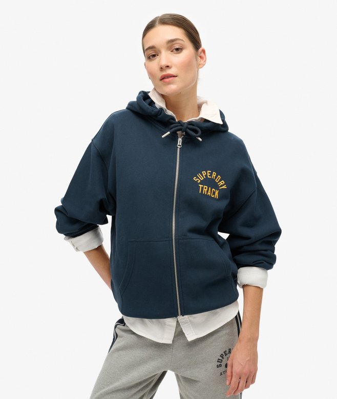 superdry Sudadera con capucha y cremallera de corte boyfriend College