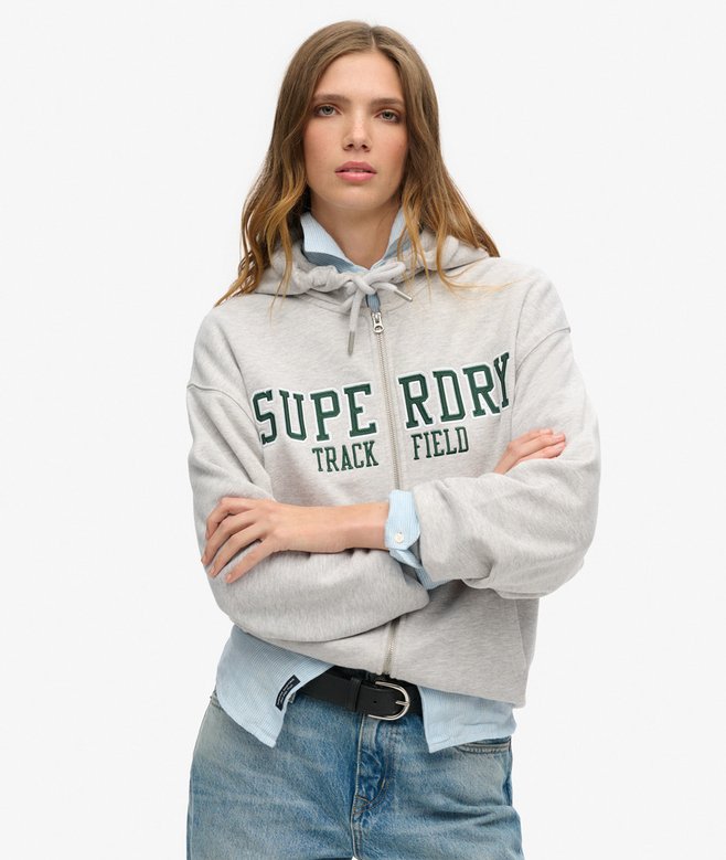 superdry Sudadera con capucha y cremallera de corte boyfriend College