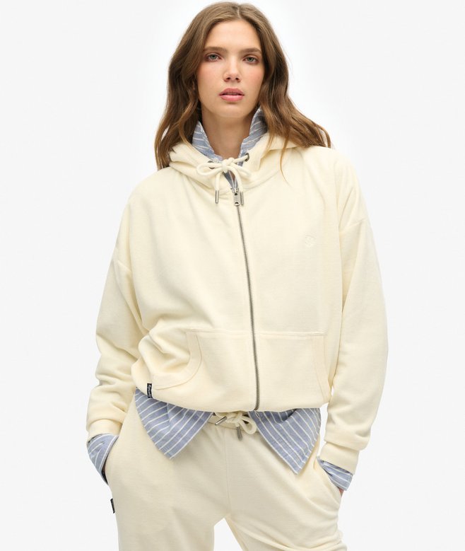 superdry Sudadera con capucha y cremallera de velvetón