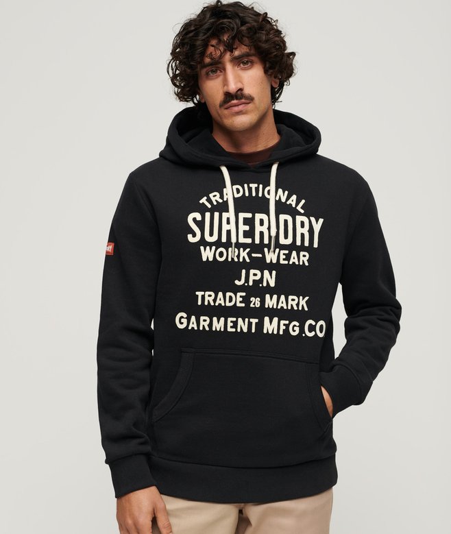 superdry Sudadera con capucha y gráfico flocado Workwear