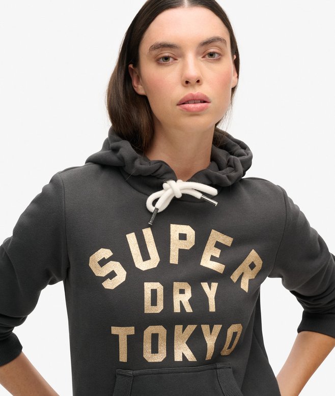 Superdry Sudadera Con Capucha Y Logotipo Gráfico Con Purpurina