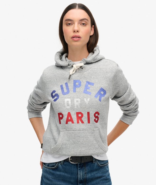 superdry Sudadera con capucha y logotipo gráfico con purpurina
