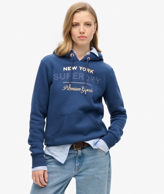 superdry Sudadera con capucha y logotipo metalizado Luxe