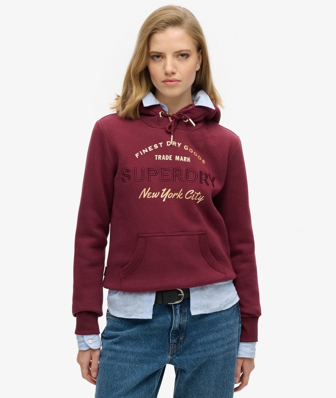 superdry Sudadera con capucha y logotipo metalizado Luxe