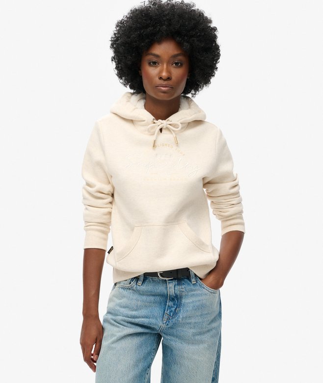 superdry Sudadera con capucha y logotipo metalizado Luxe