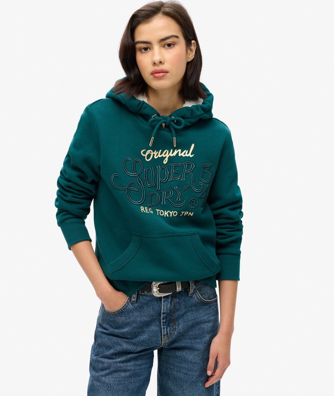 superdry Sudadera con capucha y logotipo metalizado Luxe