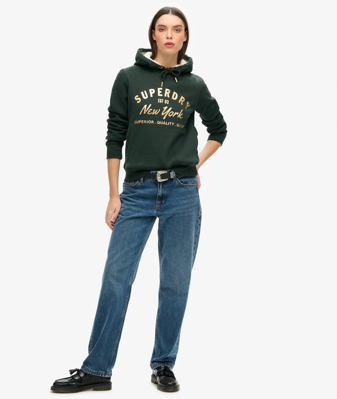 Superdry Sudadera Con Capucha Y Logotipo Metalizado Luxe