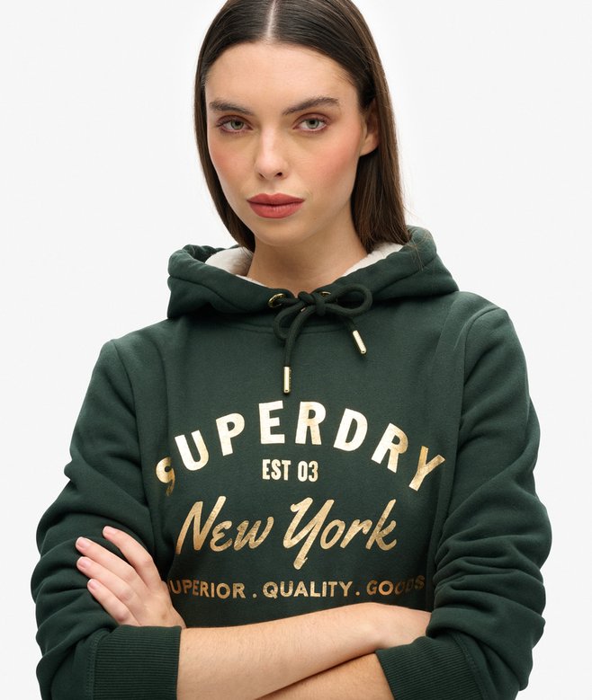 Superdry Sudadera Con Capucha Y Logotipo Metalizado Luxe