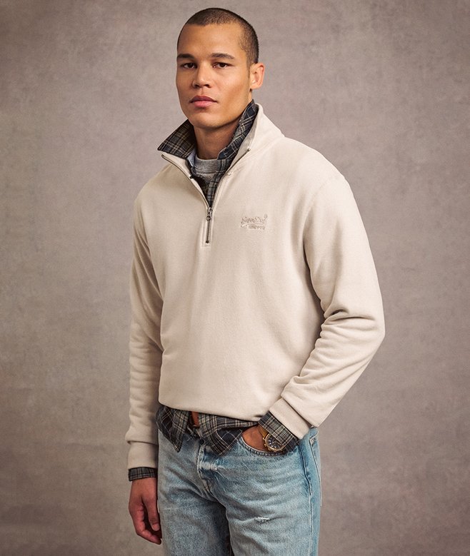 superdry Sudadera con cuello panadero con logotipo Essential