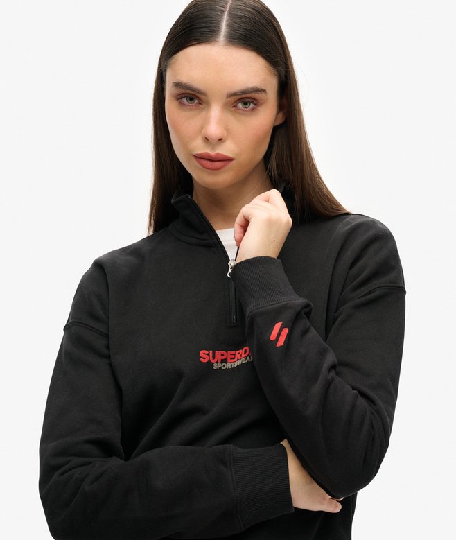 Superdry Sudadera Con Media Cremallera Corte Cuadrado Y Logo Sportswear