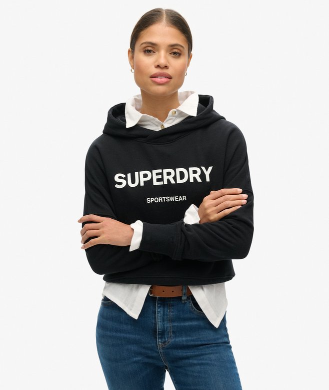 superdry Sudadera Core Sport corta de corte cuadrado con capucha