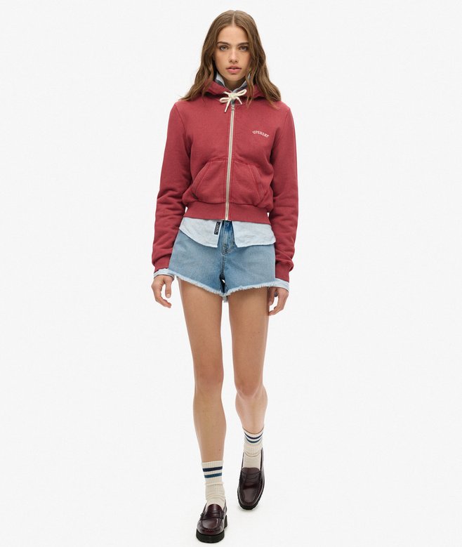 Superdry Sudadera Corta Con Capucha Cremallera Y Logo Essential