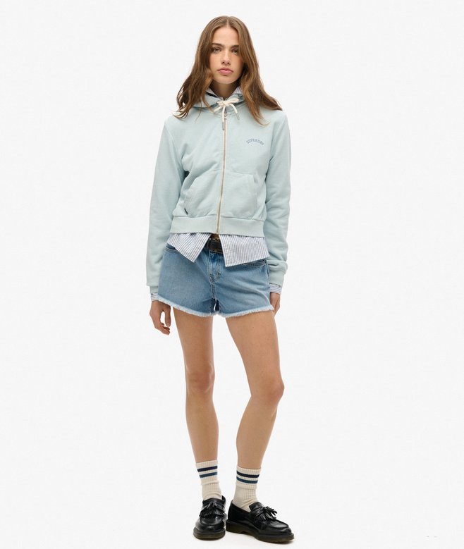 Superdry Sudadera Corta Con Capucha Cremallera Y Logo Essential