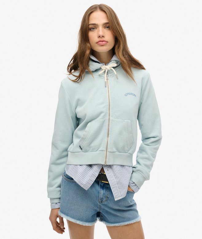 superdry Sudadera corta con capucha cremallera y logo Essential