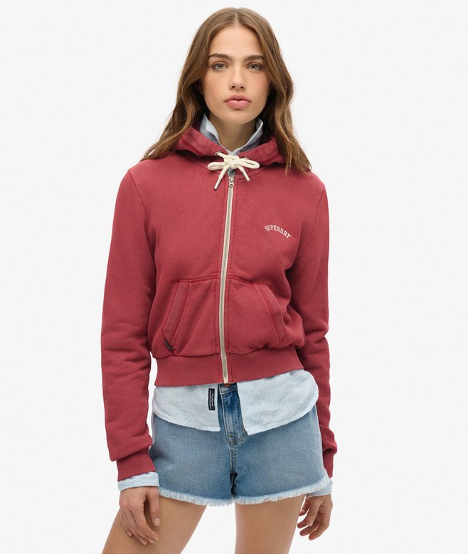 superdry Sudadera corta con capucha cremallera y logo Essential