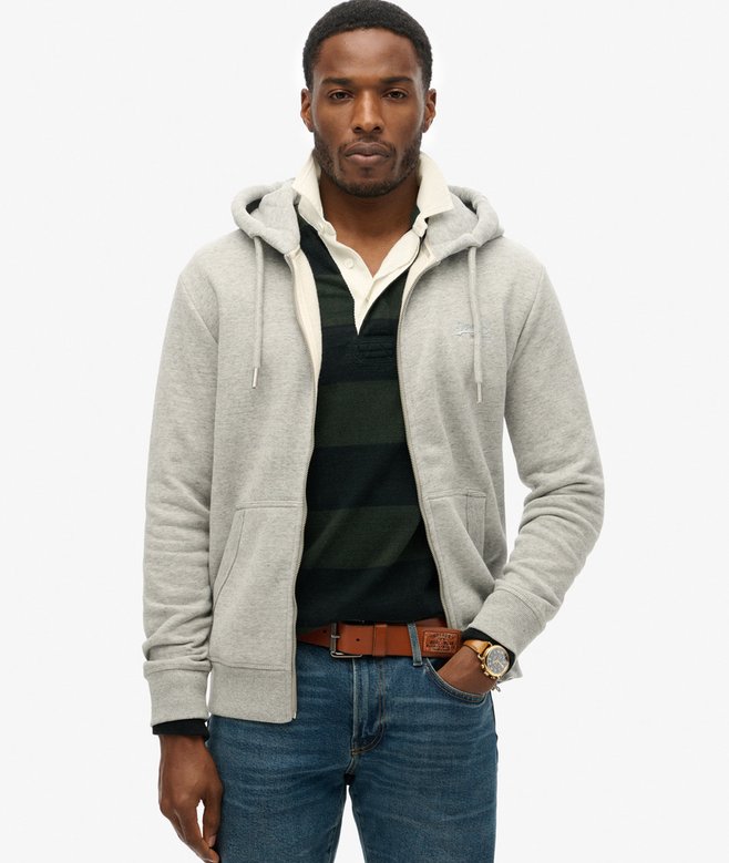 superdry Sudadera de algodón orgánico con capucha cremallera y logotipo Vintage Logo bordado