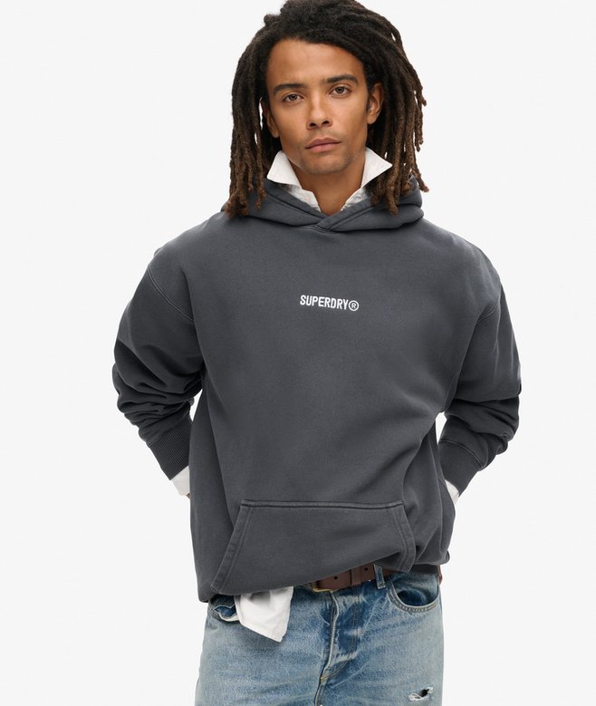superdry Sudadera de corte holgado con capucha y micrologotipo estampado