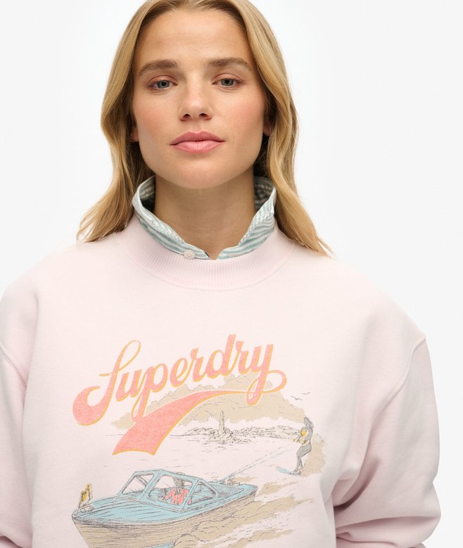 Superdry Sudadera De Corte Holgado Con Cuello Redondo Y Gráfico Souvenir