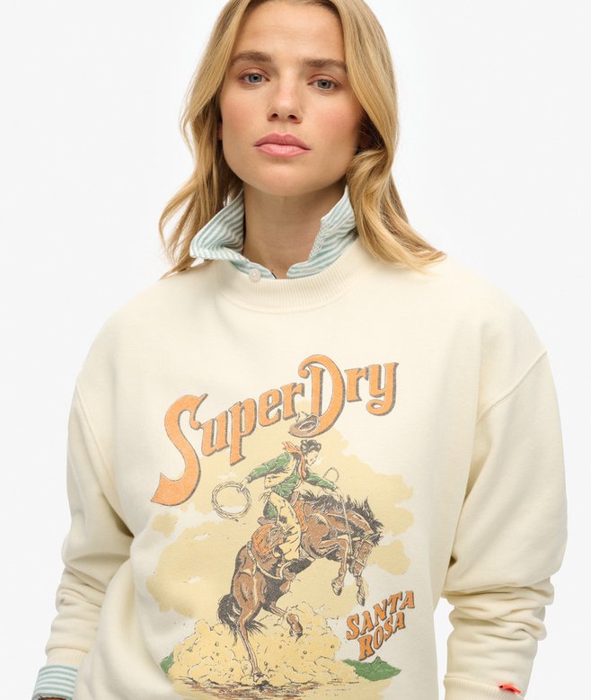 Superdry Sudadera De Corte Holgado Con Cuello Redondo Y Gráfico Souvenir