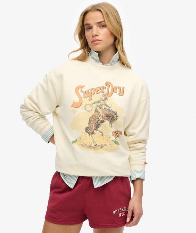 superdry Sudadera de corte holgado con cuello redondo y gráfico Souvenir