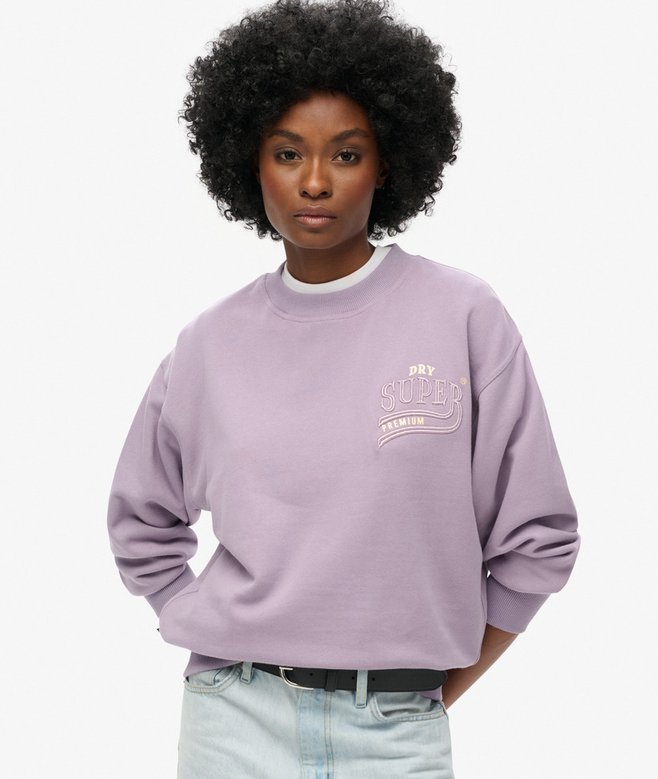 superdry Sudadera de corte holgado con logotipo metalizado Luxe