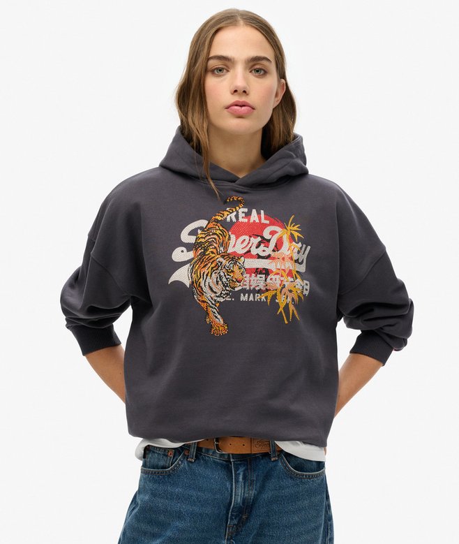 superdry Sudadera de corte relajado con capucha y logotipo Vintage Tokyo