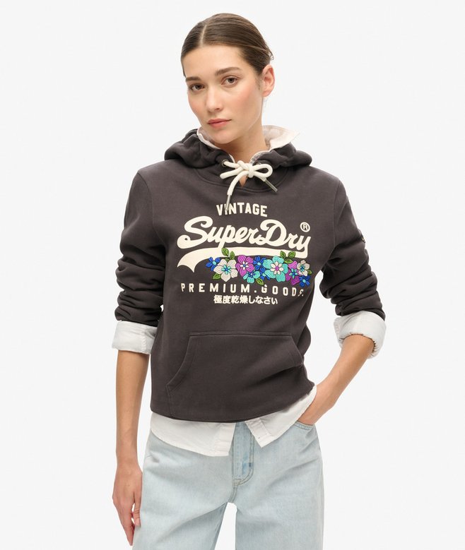 superdry Sudadera floral con capucha y logotipo Vintage Premium