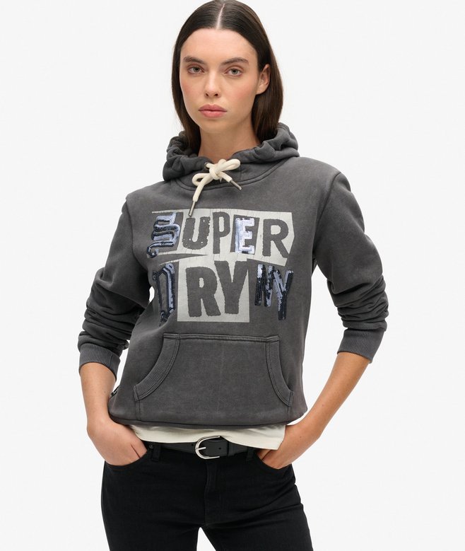 superdry Sudadera gráfica con capucha y adornos Punk