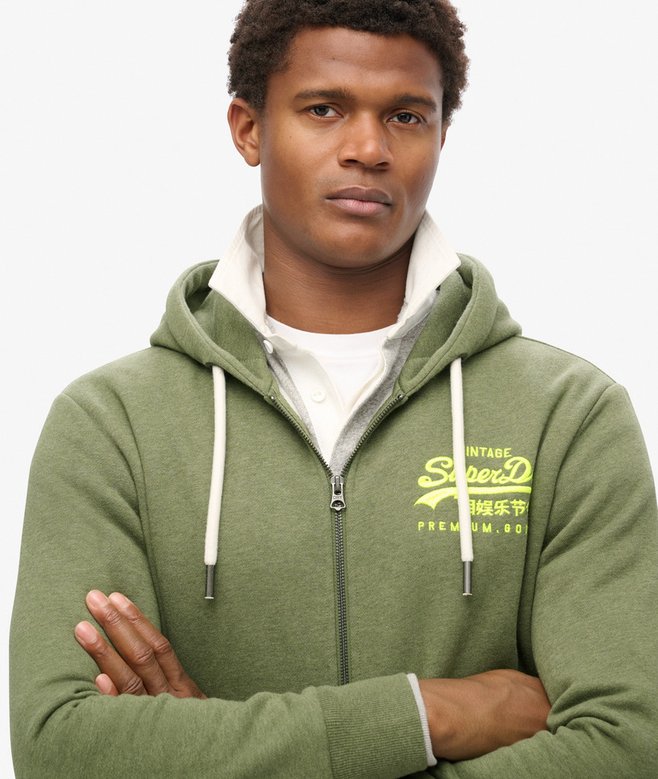 Superdry Sudadera Gráfica Con Capucha Y Cremallera Con Logo Vintage Neón
