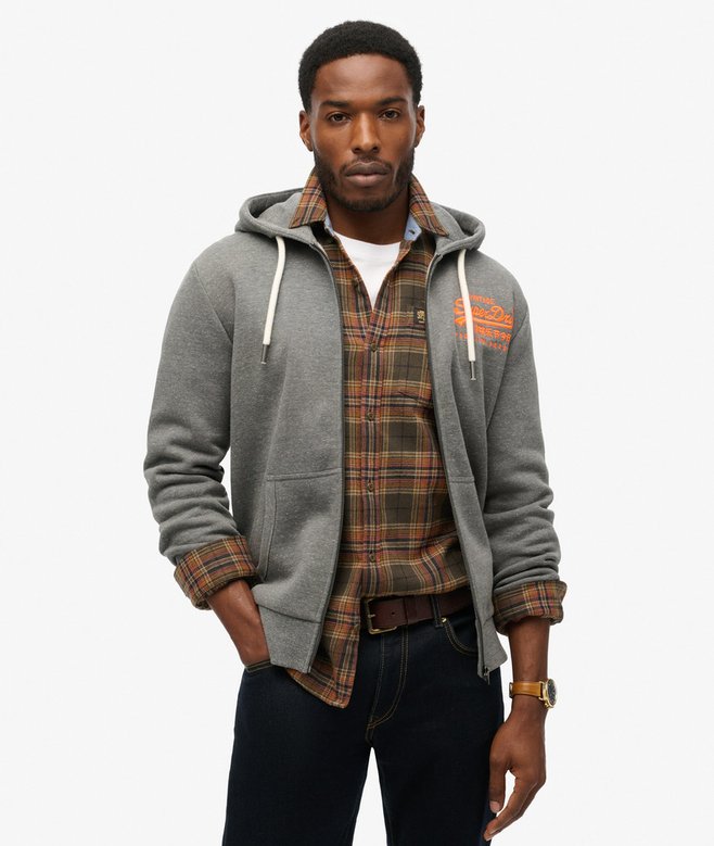 superdry Sudadera gráfica con capucha y cremallera con logo Vintage neón