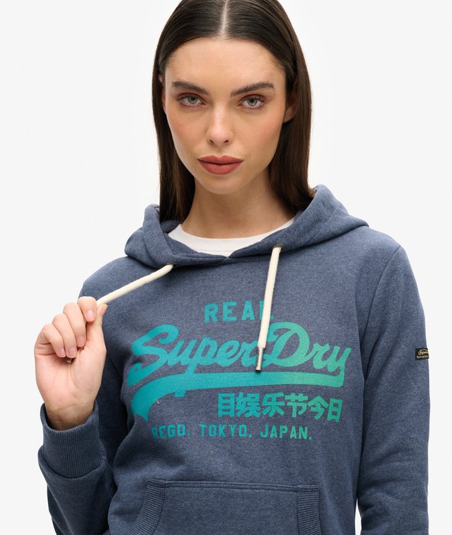 Superdry Sudadera Gráfica Con Capucha Y Vintage Logo En Tono Más Intenso