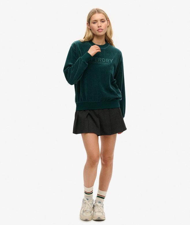 Superdry Sudadera Gráfica De Velvetón Cuello Redondo Y Corte Cuadrado