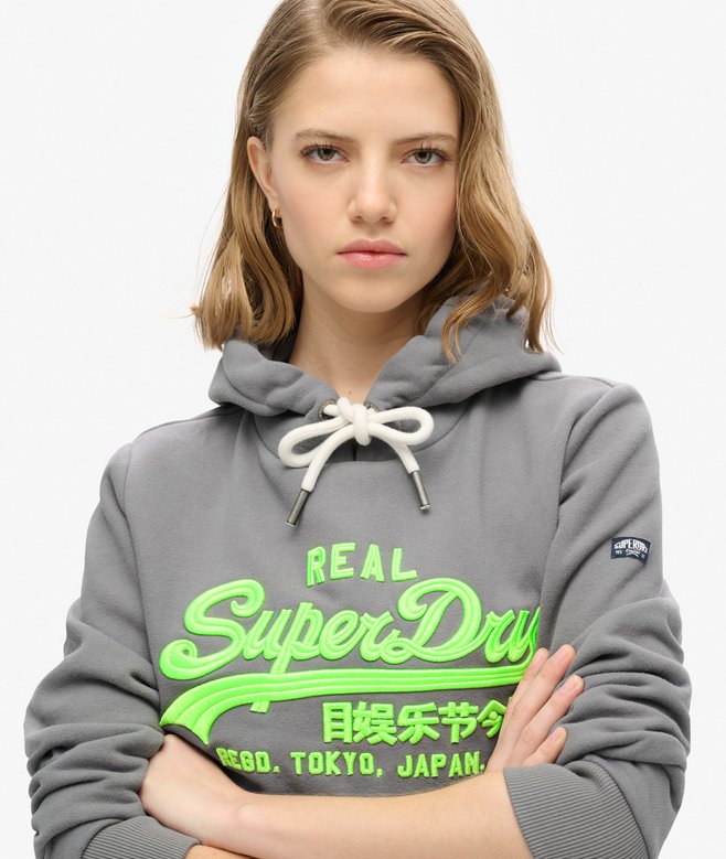 Superdry Sudadera Gráfica Flúor Con Capucha Y Logotipo Bordado Vintage