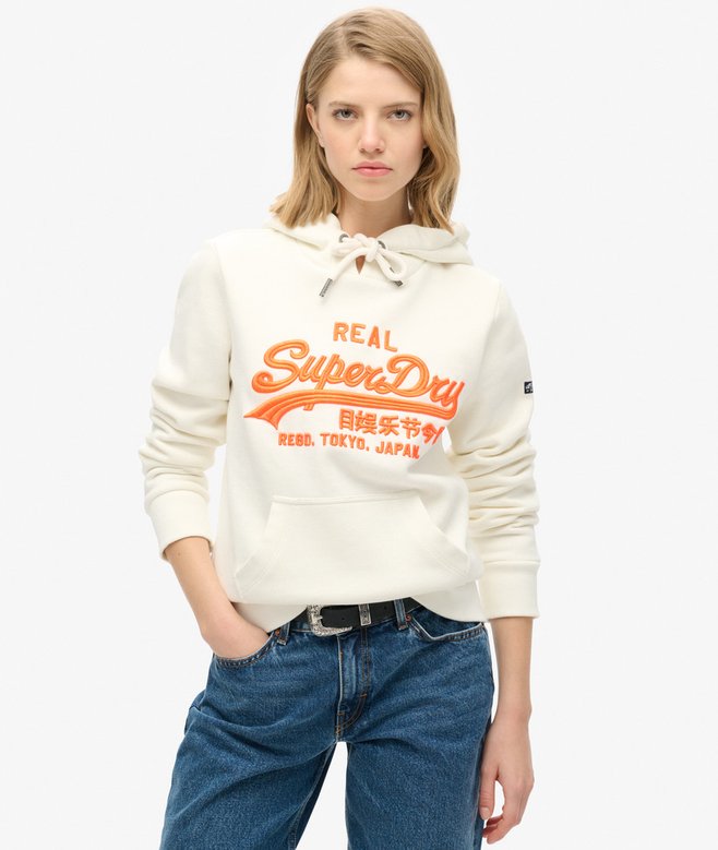 superdry Sudadera gráfica flúor con capucha y logotipo bordado Vintage