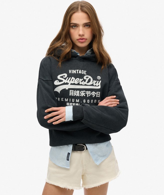 superdry Sudadera holgada con capucha y logotipo metalizado Vintage
