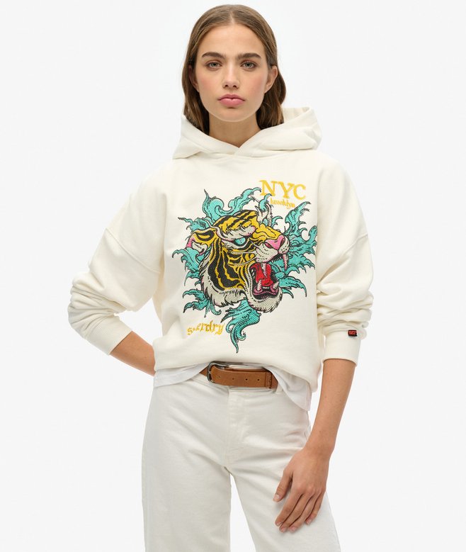 superdry Sudadera holgada con capucha y motivo de tatuaje Neo Trad