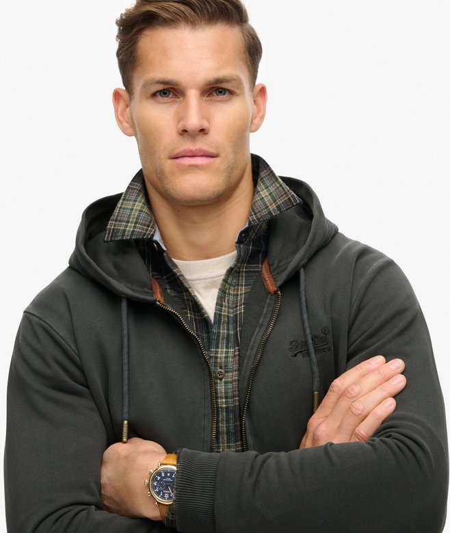 Superdry Sudadera Lavada Con Capucha Cremallera Y Logotipo Essential